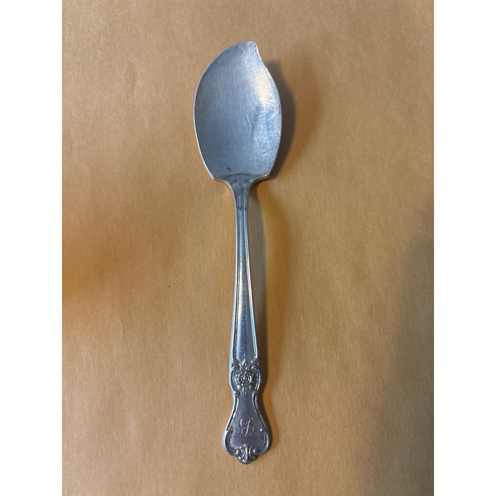 Old Company Plate Jelly Server Spoon Monogram B Silver Silverplate Floral Rose
